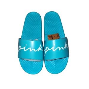 NWT VICTORIA'S SECRET PINK Women's Seamless Slides Sandals Shoes, Sizes M Blue